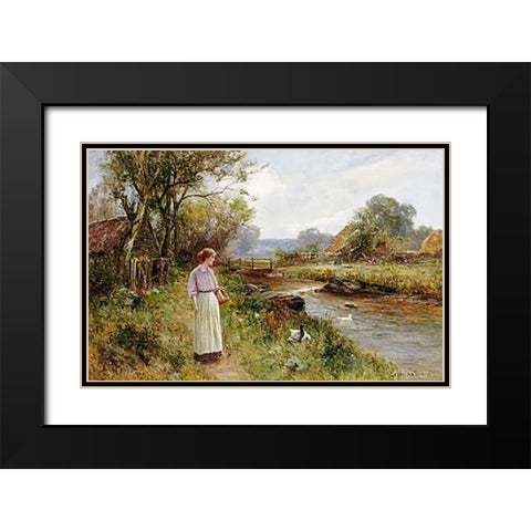 By The River Black Modern Wood Framed Art Print with Double Matting by Walbourn, Ernest