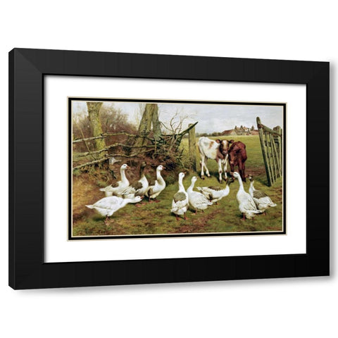 The Disputed Gate Black Modern Wood Framed Art Print with Double Matting by Weekes, Herbert William
