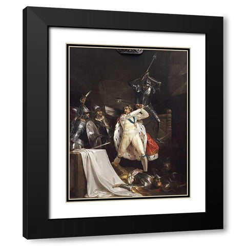 The Death of King Richard II Black Modern Wood Framed Art Print with Double Matting by Wheatley, Francis