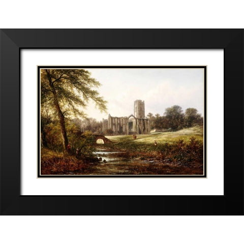 Rievaulx Abbey Black Modern Wood Framed Art Print with Double Matting by Williams, Walter