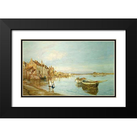 All On a Summerss Day, at Bosham, Sussex Black Modern Wood Framed Art Print with Double Matting by Wyllie, Charles William
