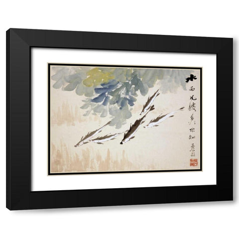 Fish Black Modern Wood Framed Art Print with Double Matting by Gu, Xu