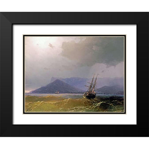 Sailing Off The Crimean Coast Black Modern Wood Framed Art Print with Double Matting by Aivasowsky, Ivan Konstantinovich