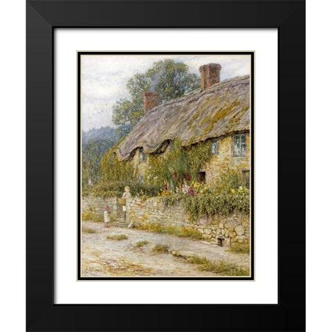 Cottage Near Wells, Somerset Black Modern Wood Framed Art Print with Double Matting by Allingham, Helen