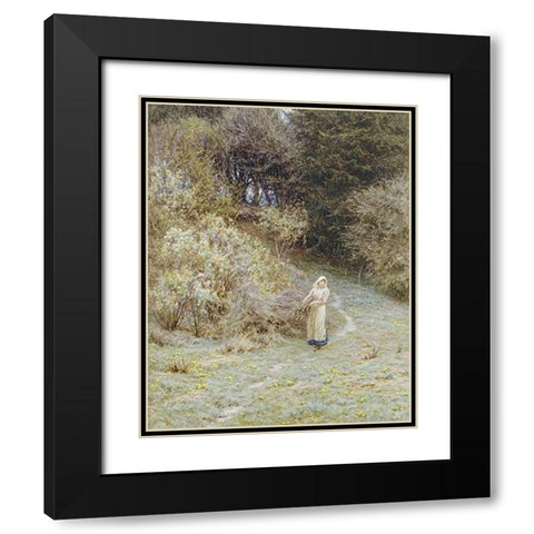 In The Primrose Wood Black Modern Wood Framed Art Print with Double Matting by Allingham, Helen