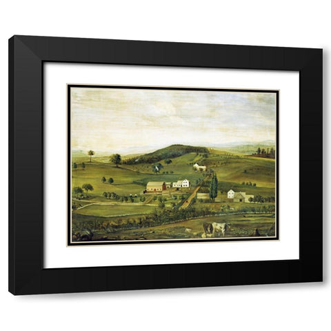 An American Farm: Fall View From The East Black Modern Wood Framed Art Print with Double Matting by American School