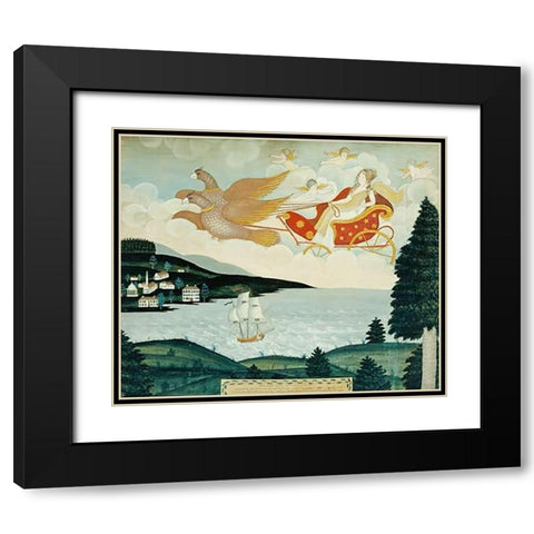 Aurora Black Modern Wood Framed Art Print with Double Matting by American School
