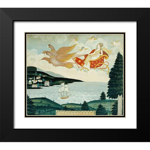 Aurora Black Modern Wood Framed Art Print with Double Matting by American School