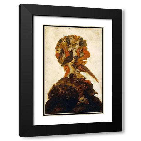 The Four Elements - Air Black Modern Wood Framed Art Print with Double Matting by Arcimboldo, Giuseppe