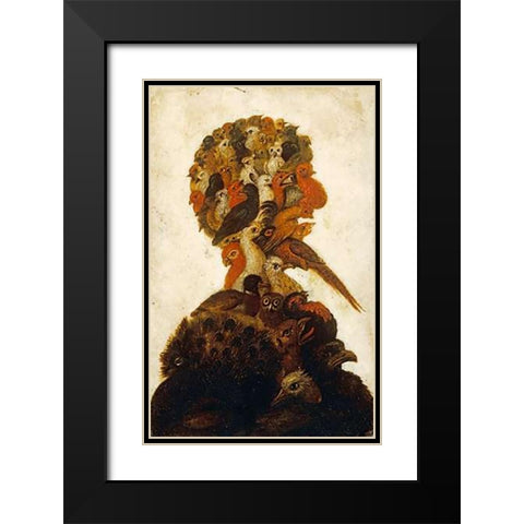 The Four Elements - Air Black Modern Wood Framed Art Print with Double Matting by Arcimboldo, Giuseppe