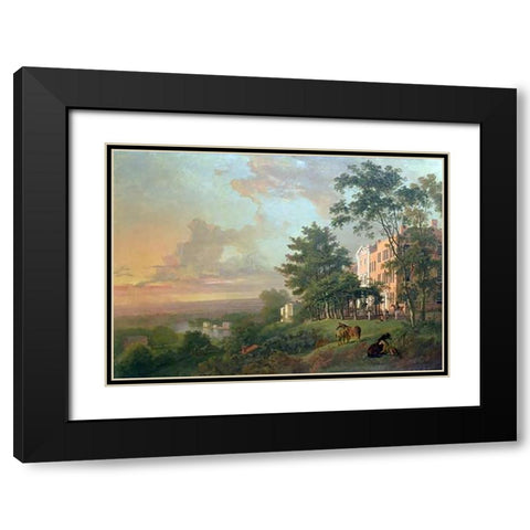 A View From The Terrace, Richmond Hill Black Modern Wood Framed Art Print with Double Matting by Barrett, George
