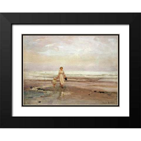 Paddling Black Modern Wood Framed Art Print with Double Matting by Bartom, Rose Maynard