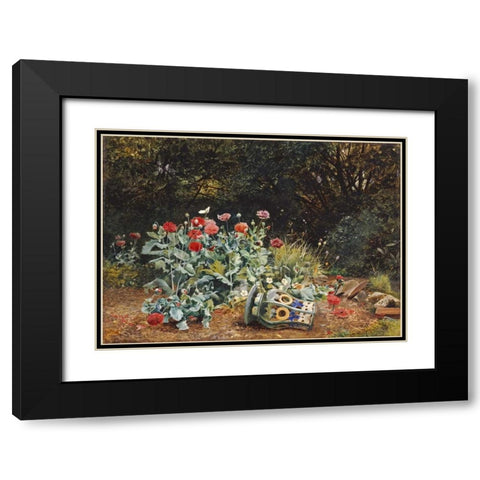 Summer Flowers In a Quiet Corner of a Garden Black Modern Wood Framed Art Print with Double Matting by Bates, David
