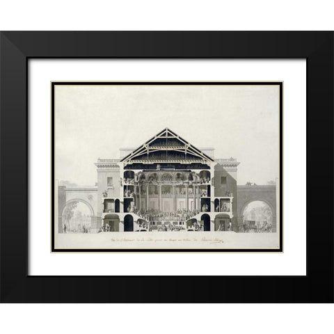 Cross-Section of The Front Section of The Theatre Black Modern Wood Framed Art Print with Double Matting by Belanger, Francois-Joseph