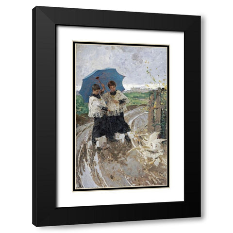 The Return From The Festival Black Modern Wood Framed Art Print with Double Matting by Bianchi, Mose