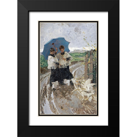 The Return From The Festival Black Modern Wood Framed Art Print with Double Matting by Bianchi, Mose