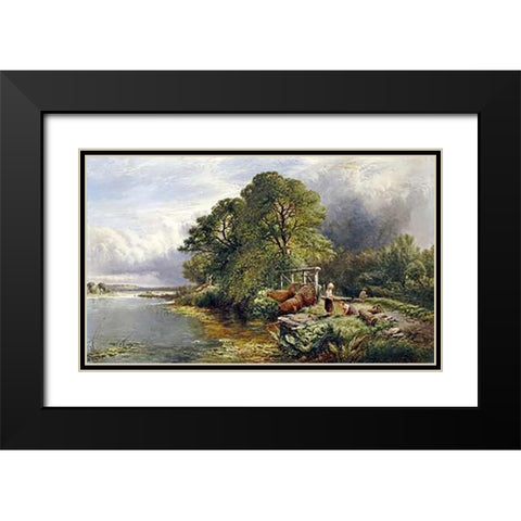 On The Thames Black Modern Wood Framed Art Print with Double Matting by Boddington, Henry John