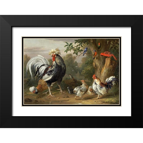 Poultry and Other Birds In The Garden of a Mansion Black Modern Wood Framed Art Print with Double Matting by Bogdany, Jacob