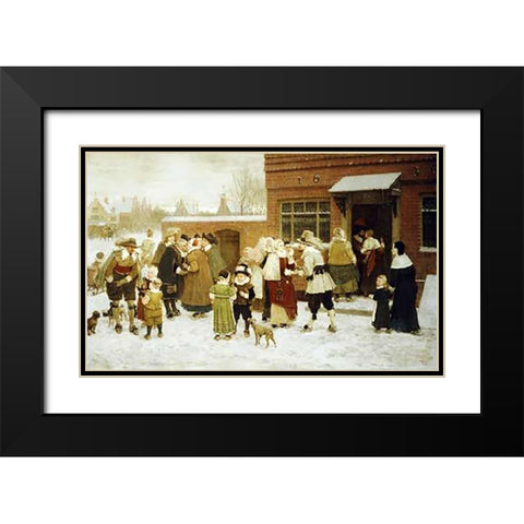 New Years Day, New Amsterdam Black Modern Wood Framed Art Print with Double Matting by Boughton, George Henry