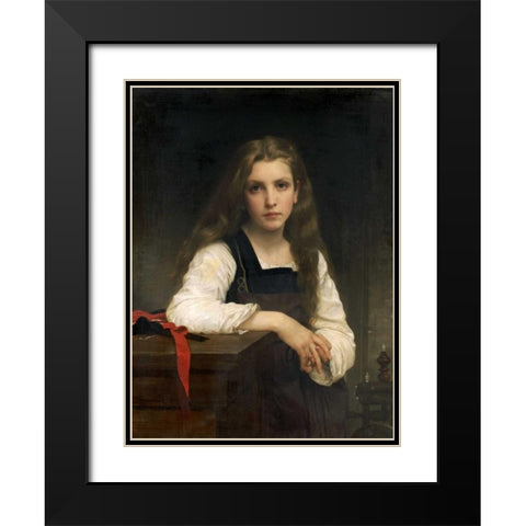 The Fair Spinner Black Modern Wood Framed Art Print with Double Matting by Bouguereau, William-Adolphe