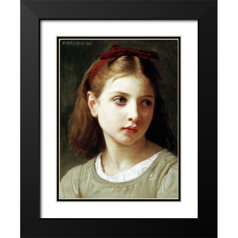 Une Petite Fille Black Modern Wood Framed Art Print with Double Matting by Bouguereau, William-Adolphe