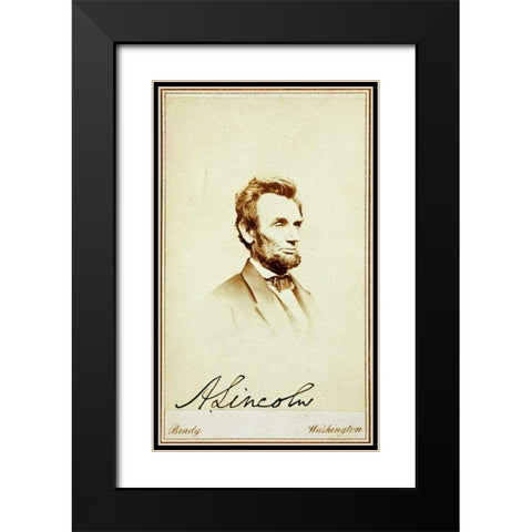 Abraham Lincoln, 1864 Black Modern Wood Framed Art Print with Double Matting by Brady, Mathew B.