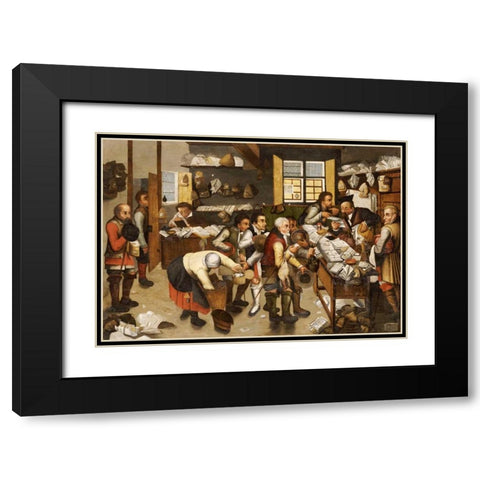 The Payment of Tithes Black Modern Wood Framed Art Print with Double Matting by Bruegel, Pieter the Elder