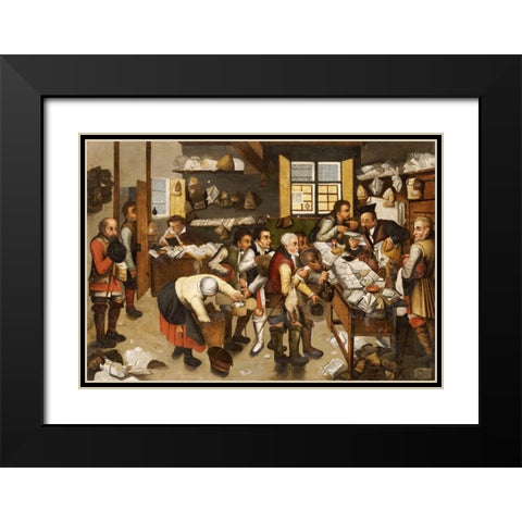The Payment of Tithes Black Modern Wood Framed Art Print with Double Matting by Bruegel, Pieter the Elder