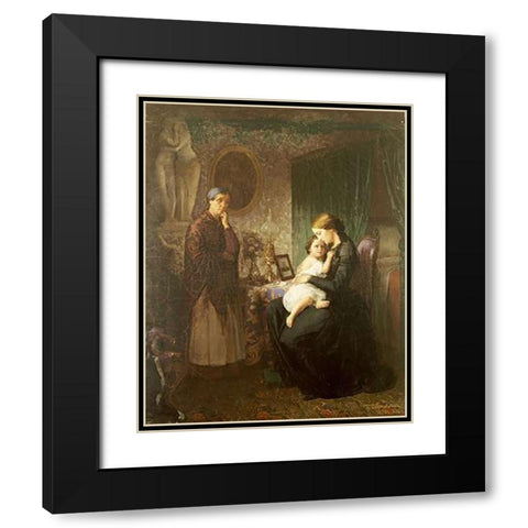 Motherly Love Black Modern Wood Framed Art Print with Double Matting by Bubkovskii, G.