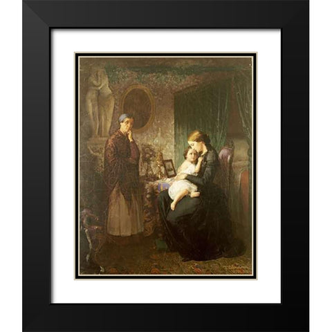 Motherly Love Black Modern Wood Framed Art Print with Double Matting by Bubkovskii, G.