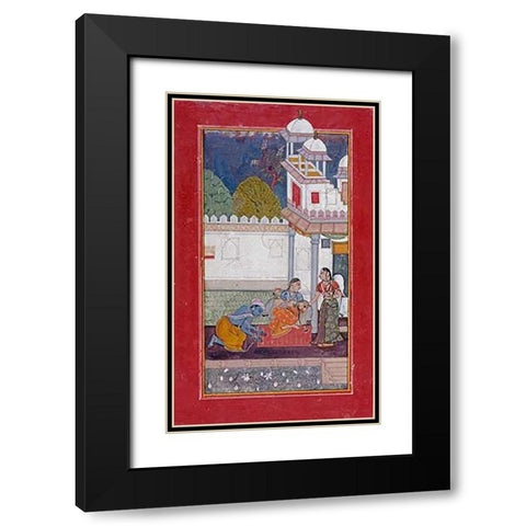 Ramakali Ragini Black Modern Wood Framed Art Print with Double Matting by Bundi