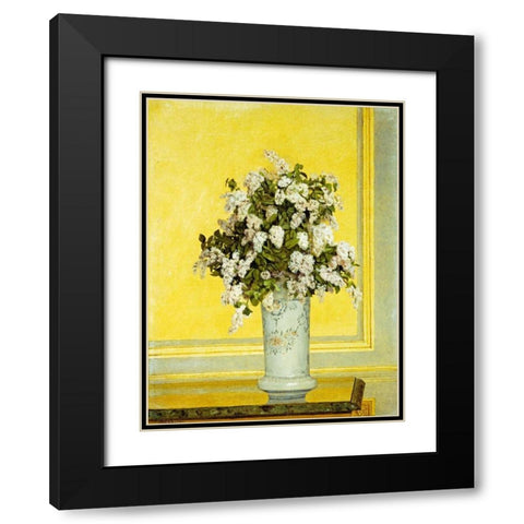 Floral Still Life Black Modern Wood Framed Art Print with Double Matting by Cabuzel, Auguste Hector