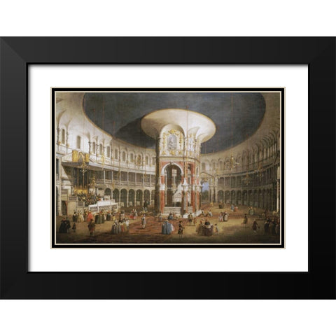 The Interior of The Rotunda, Ranelagh Black Modern Wood Framed Art Print with Double Matting by Canal, Giovanni Antonio