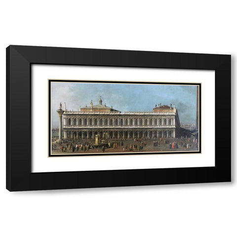 The Library and The Piazetta, Venice Black Modern Wood Framed Art Print with Double Matting by Canal, Giovanni Antonio