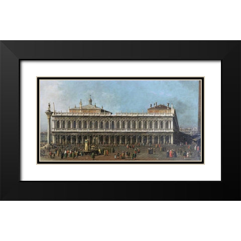 The Library and The Piazetta, Venice Black Modern Wood Framed Art Print with Double Matting by Canal, Giovanni Antonio