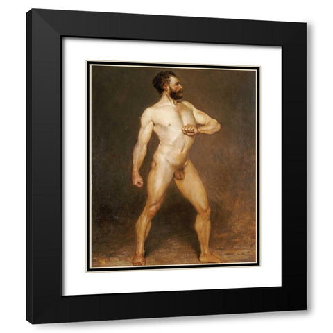 A Male Nude Black Modern Wood Framed Art Print with Double Matting by Von Staschiripka Canon, Hans
