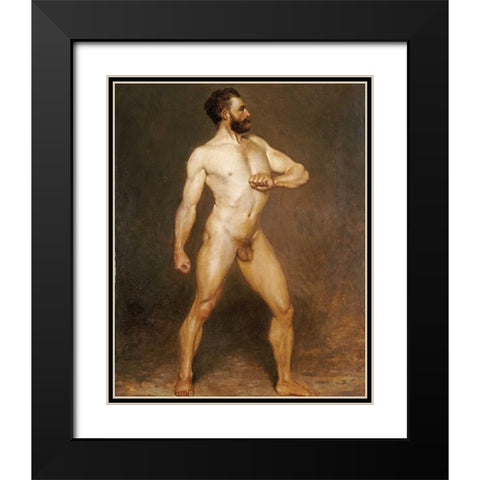 A Male Nude Black Modern Wood Framed Art Print with Double Matting by Von Staschiripka Canon, Hans