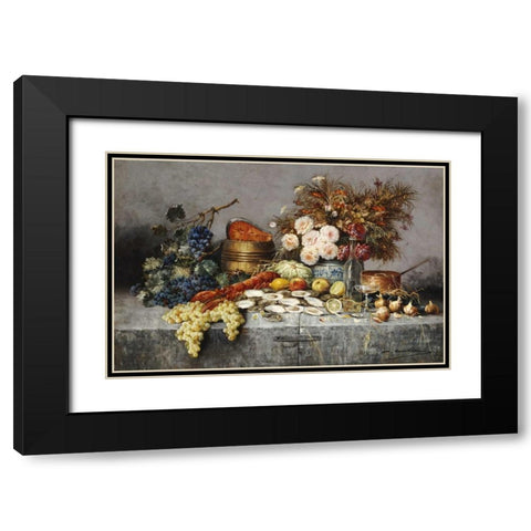 A Bountiful Table Black Modern Wood Framed Art Print with Double Matting by Carlier, Modeste