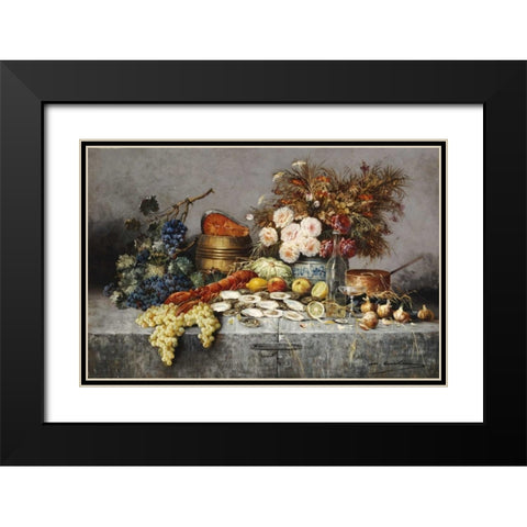 A Bountiful Table Black Modern Wood Framed Art Print with Double Matting by Carlier, Modeste