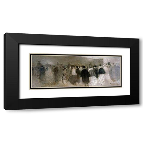 La Sortie Du Theatre Black Modern Wood Framed Art Print with Double Matting by Carriere, Eugene