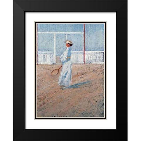 The Tennis Player Black Modern Wood Framed Art Print with Double Matting by Charlet, Frans