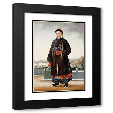 An Elegantly Dressed Chinese Hong Merchant Black Modern Wood Framed Art Print with Double Matting by Chinese School