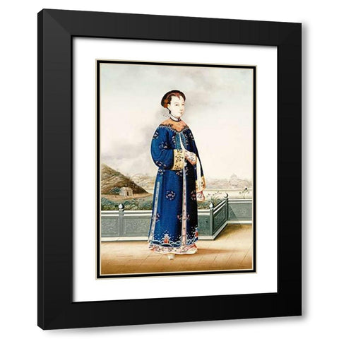 An Elegantly Dressed Chinese Hong Merchants Wife Black Modern Wood Framed Art Print with Double Matting by Chinese School