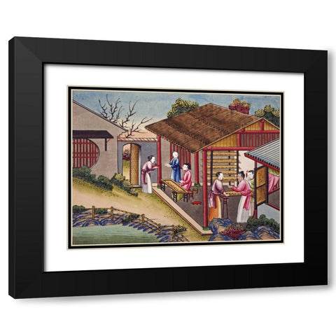 Silk Cocoons Black Modern Wood Framed Art Print with Double Matting by Chinese School