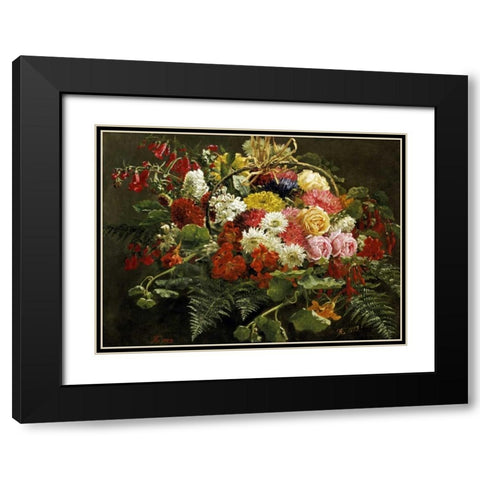 A Summer Bouquet Black Modern Wood Framed Art Print with Double Matting by Christensen, Anthonie Eleonore