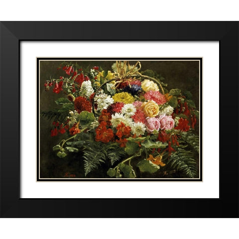 A Summer Bouquet Black Modern Wood Framed Art Print with Double Matting by Christensen, Anthonie Eleonore