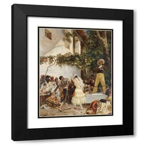 The Spanish Dancers Black Modern Wood Framed Art Print with Double Matting by Clarin, Georges Jules Victor