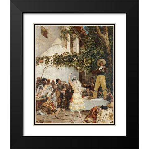 The Spanish Dancers Black Modern Wood Framed Art Print with Double Matting by Clarin, Georges Jules Victor