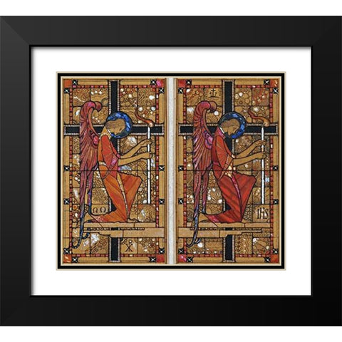 Two Angels: a Design For Stained Glass Black Modern Wood Framed Art Print with Double Matting by Clarke, Harry