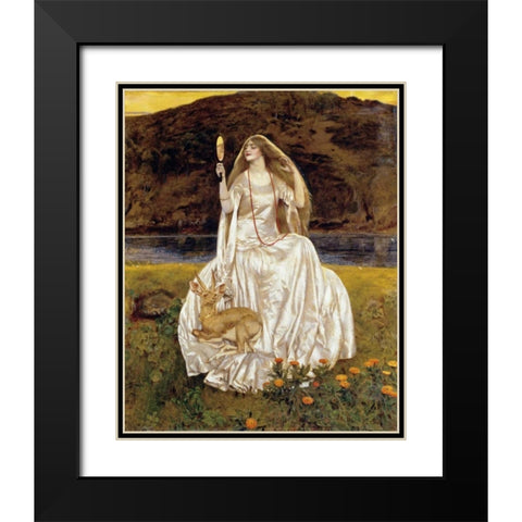 The Damsel of The Lake Black Modern Wood Framed Art Print with Double Matting by Cowper, Frank Cadogan